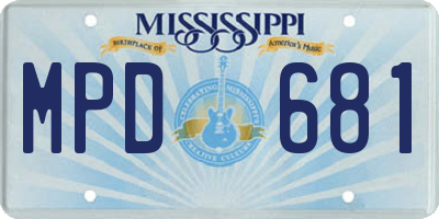 MS license plate MPD681