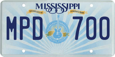 MS license plate MPD700