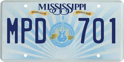 MS license plate MPD701