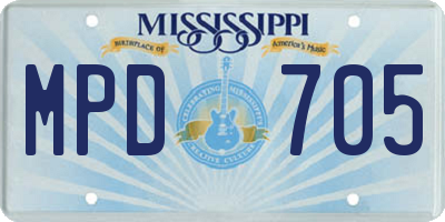 MS license plate MPD705
