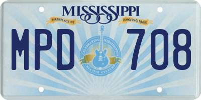 MS license plate MPD708