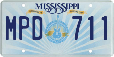MS license plate MPD711