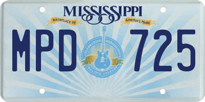 MS license plate MPD725