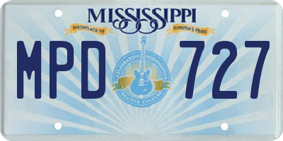 MS license plate MPD727