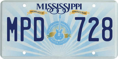 MS license plate MPD728