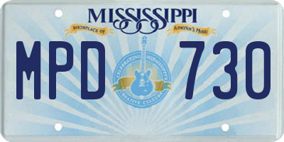 MS license plate MPD730