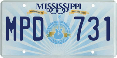 MS license plate MPD731