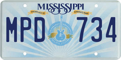 MS license plate MPD734