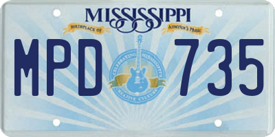 MS license plate MPD735