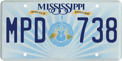 MS license plate MPD738