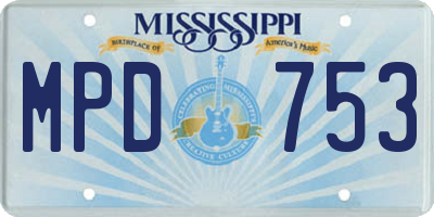 MS license plate MPD753