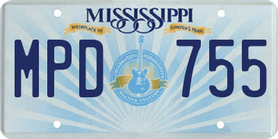 MS license plate MPD755