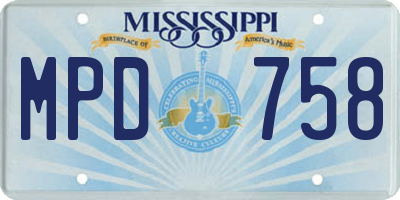 MS license plate MPD758