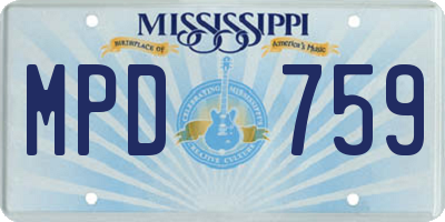 MS license plate MPD759