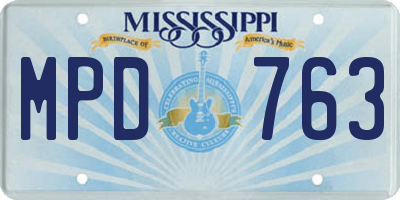 MS license plate MPD763