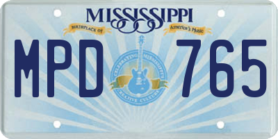 MS license plate MPD765