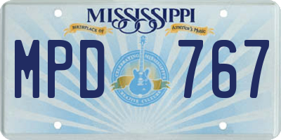 MS license plate MPD767