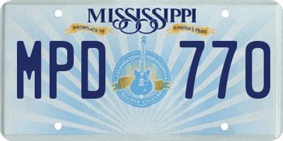 MS license plate MPD770
