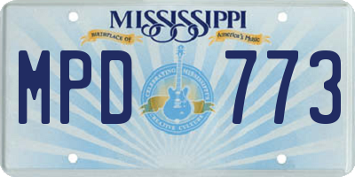 MS license plate MPD773