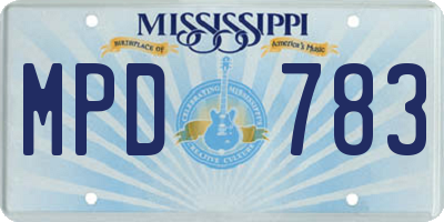 MS license plate MPD783