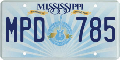 MS license plate MPD785
