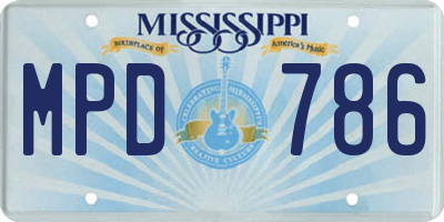 MS license plate MPD786