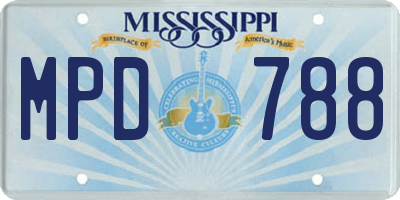MS license plate MPD788