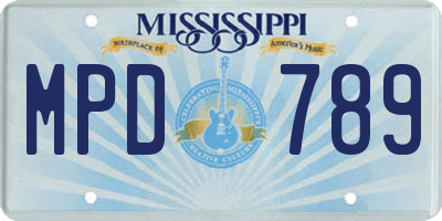 MS license plate MPD789