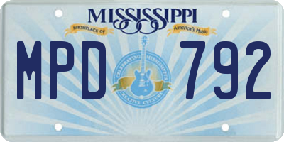 MS license plate MPD792
