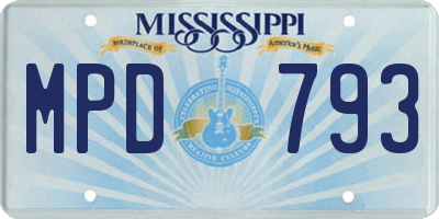 MS license plate MPD793