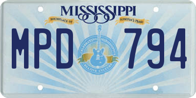 MS license plate MPD794