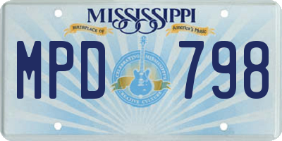 MS license plate MPD798