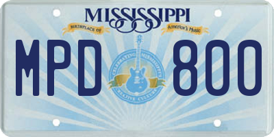 MS license plate MPD800