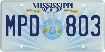 MS license plate MPD803