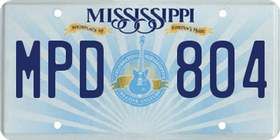 MS license plate MPD804