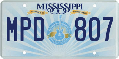 MS license plate MPD807