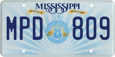 MS license plate MPD809