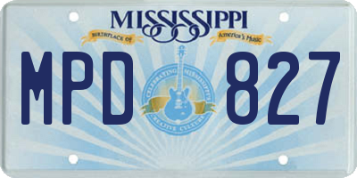 MS license plate MPD827