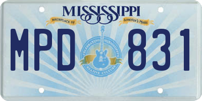 MS license plate MPD831