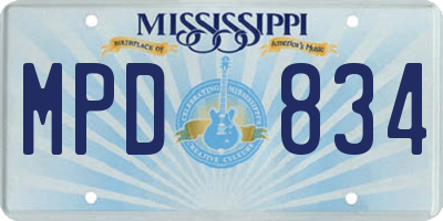 MS license plate MPD834
