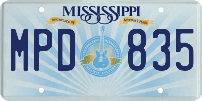 MS license plate MPD835