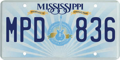 MS license plate MPD836