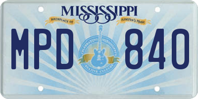 MS license plate MPD840