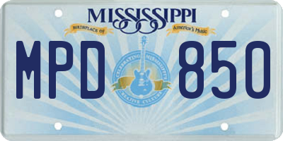 MS license plate MPD850