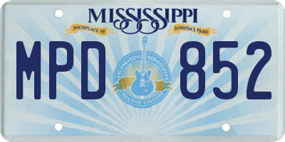 MS license plate MPD852
