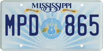MS license plate MPD865