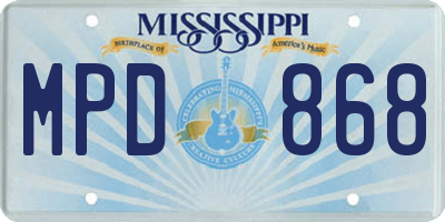 MS license plate MPD868