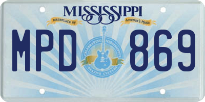 MS license plate MPD869