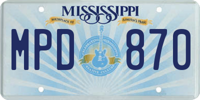 MS license plate MPD870