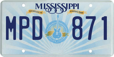 MS license plate MPD871